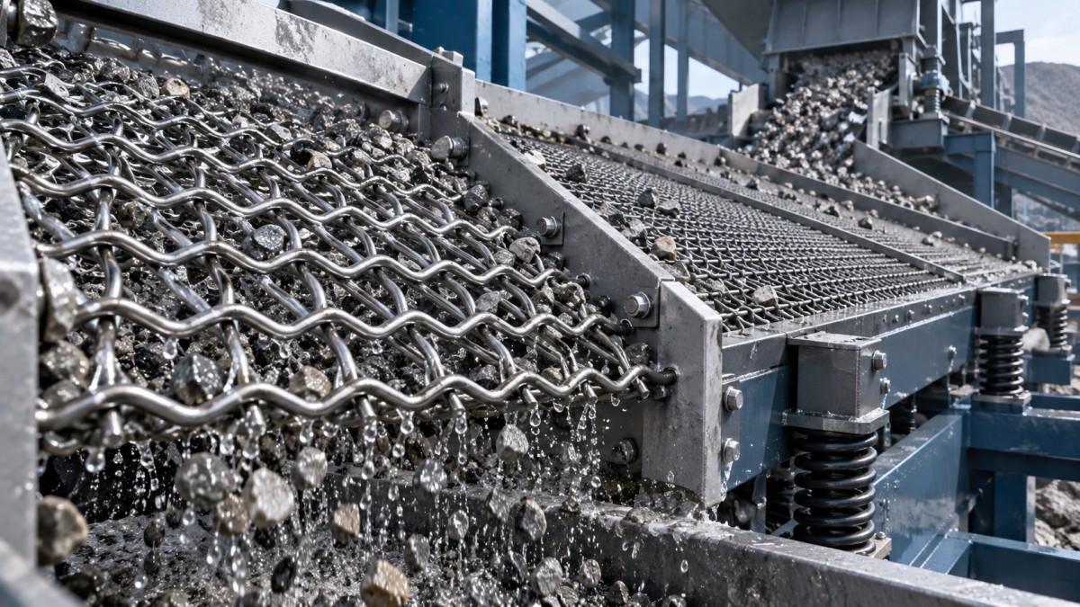 Woven Wire or Self-Cleaning Mining Screen Mesh: Which Reduces Blinding? شبكة غربال التعدين المنسوجة أم ذاتية التنظيف: أيهما يقلل انسداد الفتحات؟