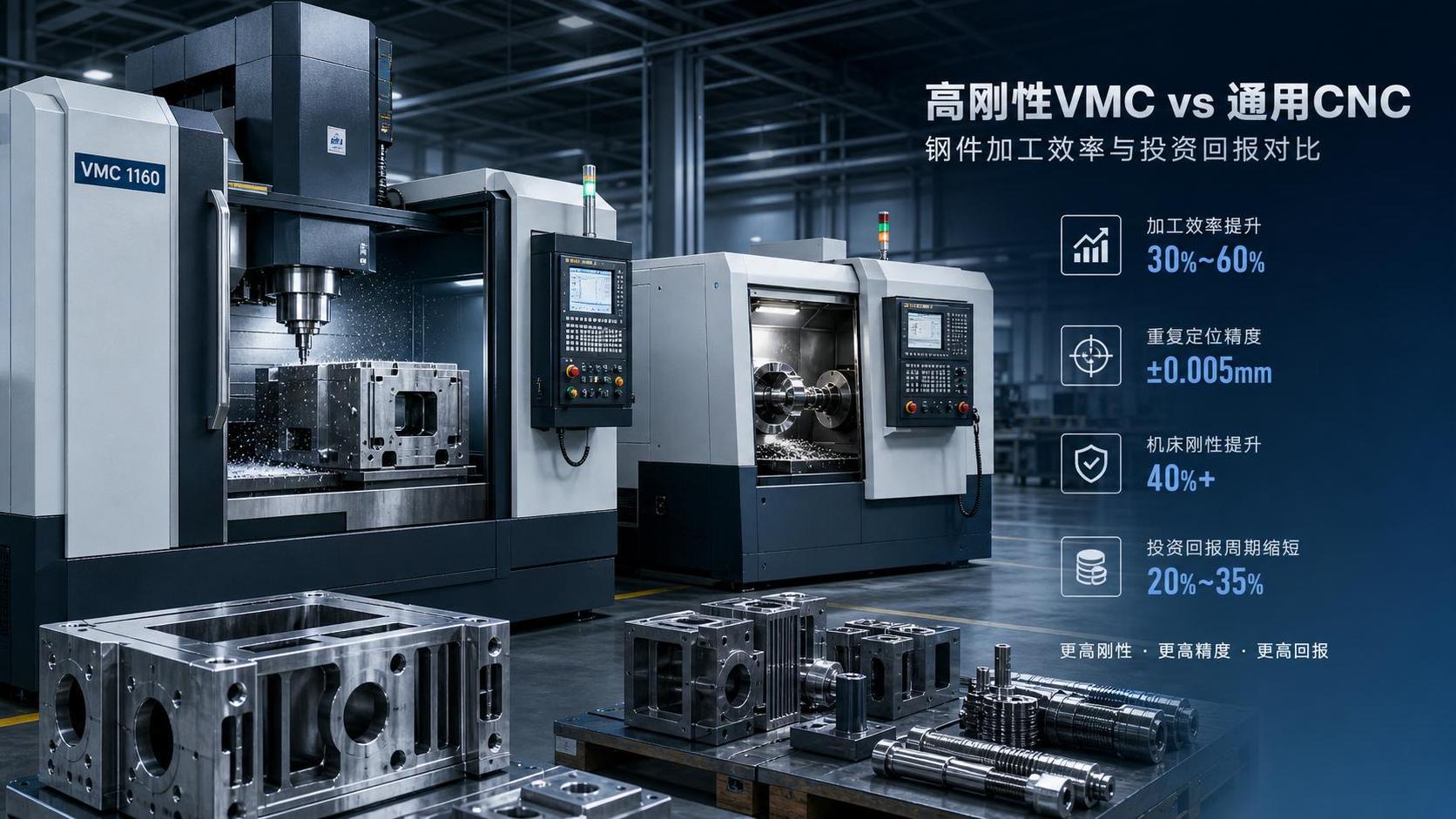 ماكينات CNC و VMC للأجزاء الفولاذية: أيها يحقق عائدا أفضل?