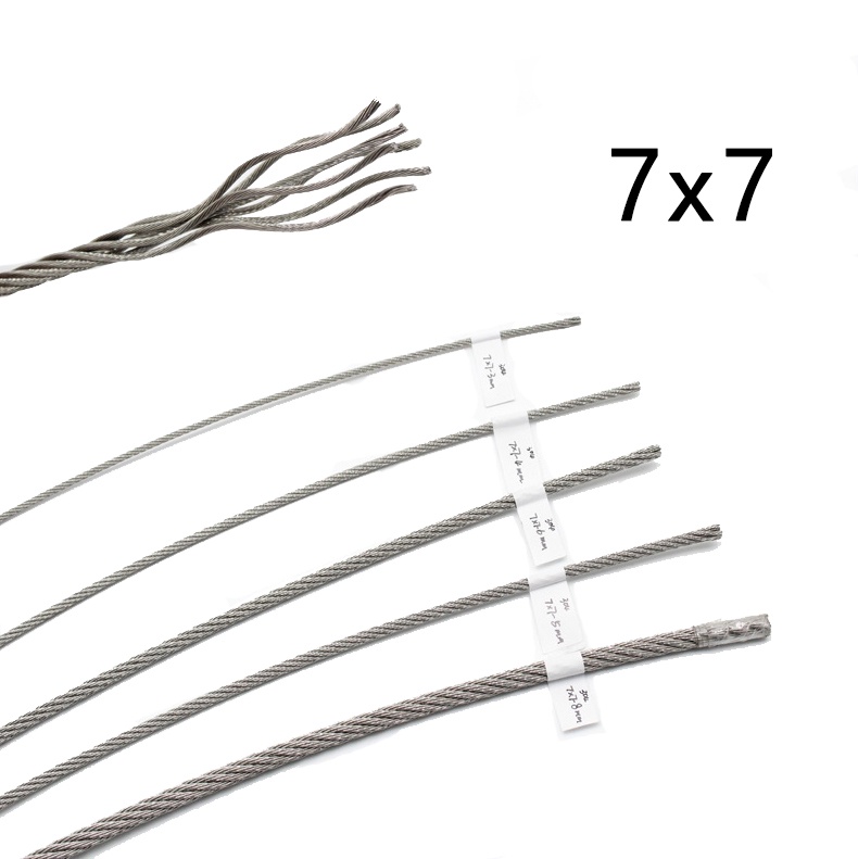 حبل سلكي من الفولاذ المقاوم للصدأ 7x7 0.5-6mm للاستخدام في حبل الغسيل والسياج