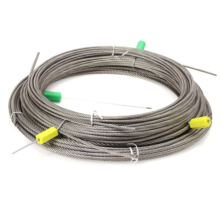 حبل سلكي من الفولاذ المقاوم للصدأ 1x7 بقطر 0.3-6.0mm للاستخدام في التعليق والجر وحواجز الحماية