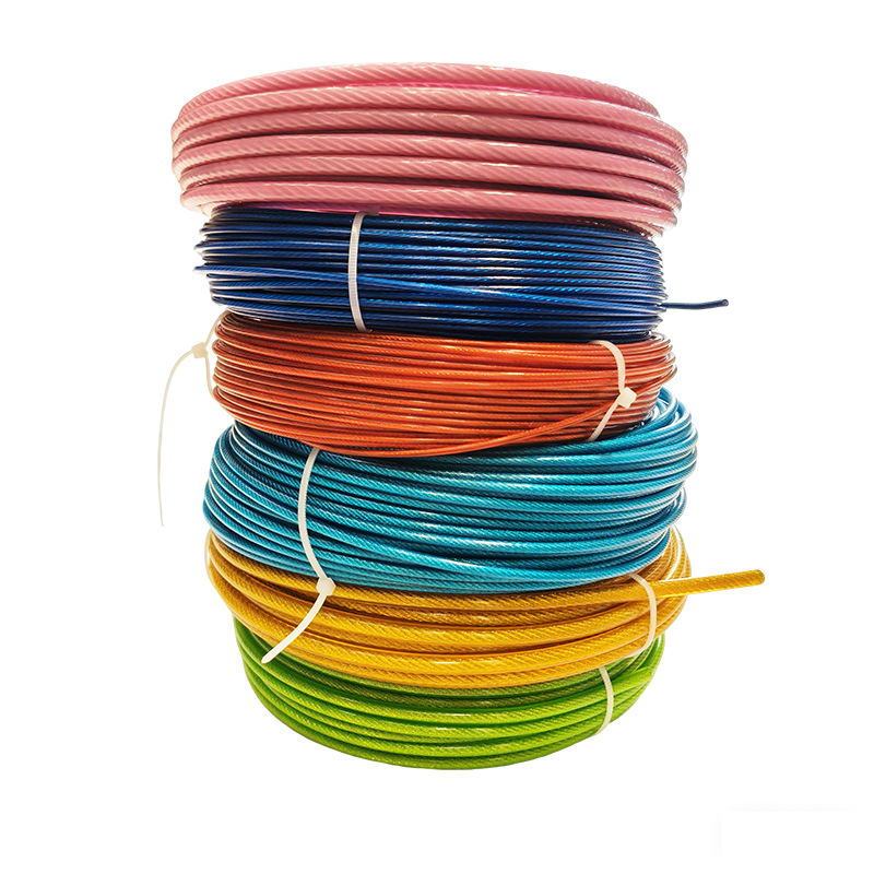 حبل سلكي فولاذي مجلفن مطلي بـ PVC 1-12mm ألوان مخصصة