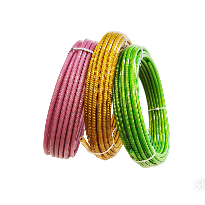حبل سلكي فولاذي مجلفن مطلي بـ PVC 1-12mm ألوان مخصصة