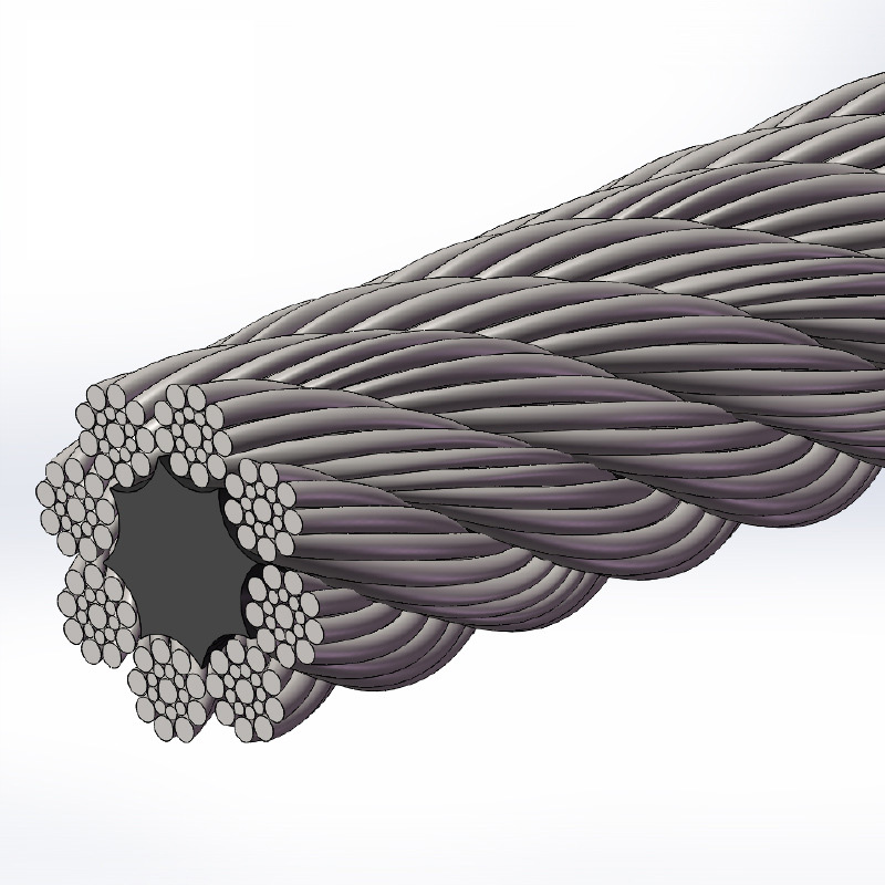 حبل سلكي فولاذي للمصعد 8x19S مقاوم للاهتراء 6-22mm حبل للآلات 