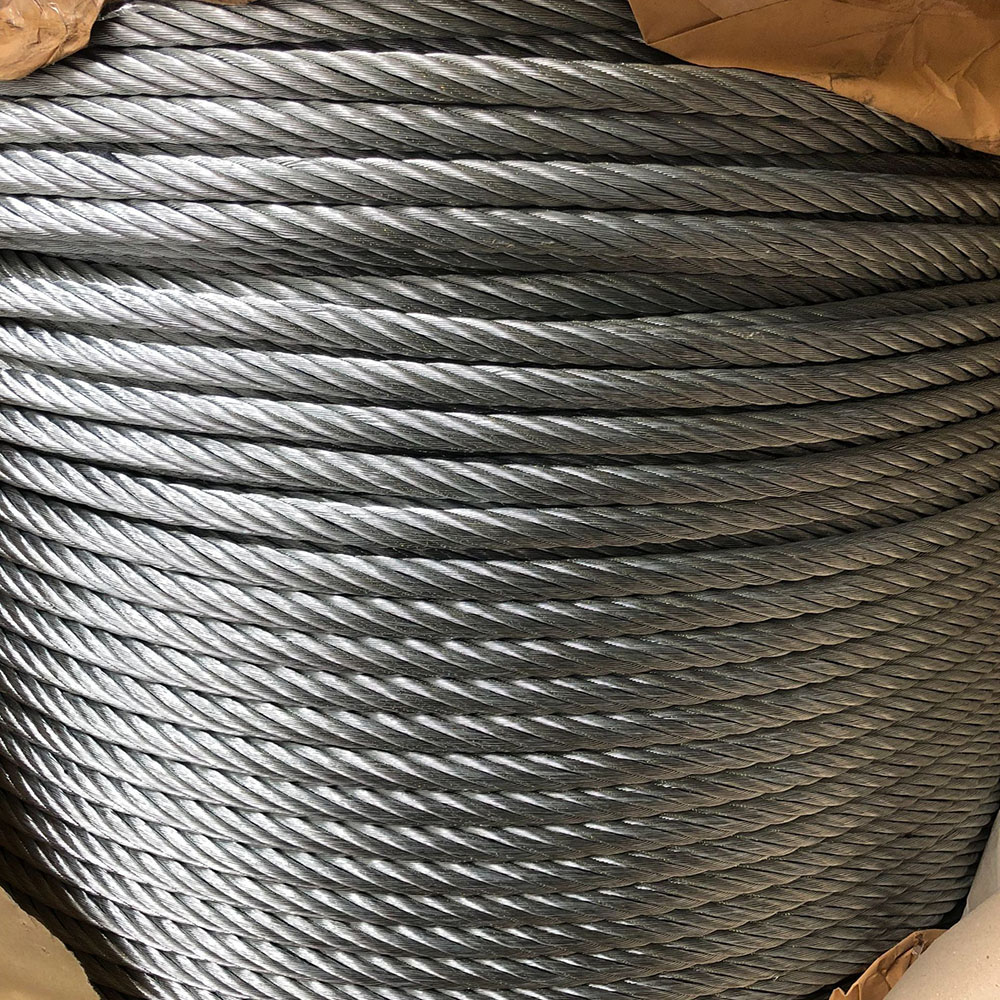 حبل سلك فولاذي مجلفن 7x19 3.0-12.0mm للاستخدام في الرافعات 