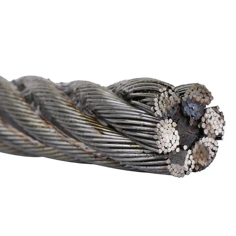 حبل أسلاك فولاذية مجلفنة 6x37 بقطر 10-22mm يُستخدم لآلات الرفع