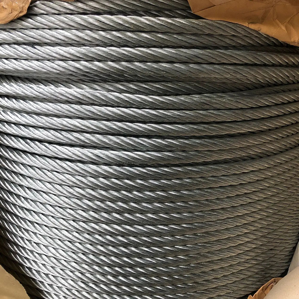 حبل أسلاك فولاذية مجلفنة 6x19+FC 3-16mm قلب ليفي كابل فولاذي للرفع