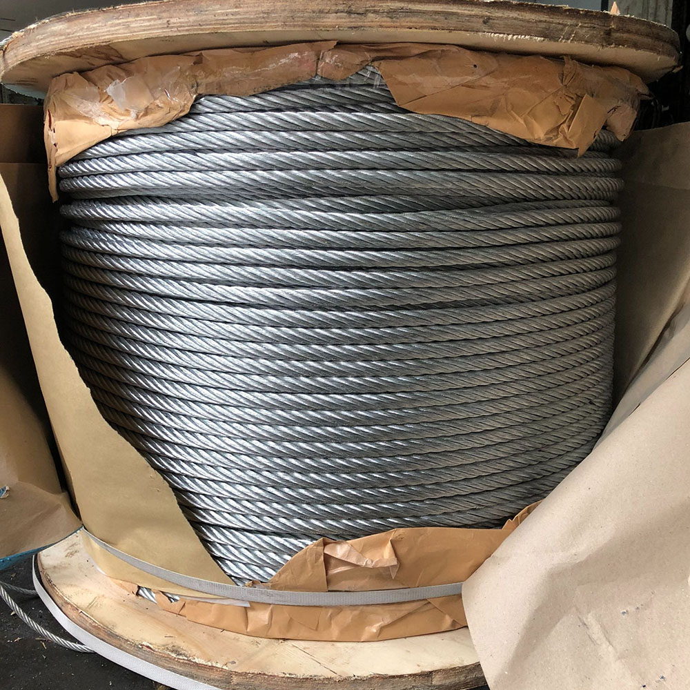 حبل أسلاك فولاذية مجلفنة 6x19+FC 3-16mm قلب ليفي كابل فولاذي للرفع