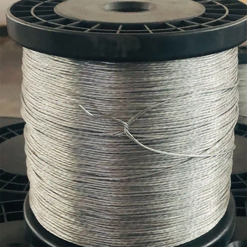 حبل أسلاك فولاذي مجلفن 1x7 0.6-3.0mm للاستخدام في التعليق والسحب السلكي