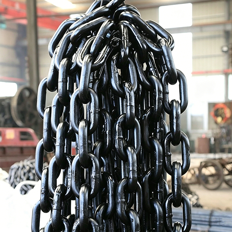 سلسلة رفع من سبائك الفولاذ سوداء شديدة التحمل NACM90 EN818-2 G80 بمقاسات 6mm 8mm 10mm