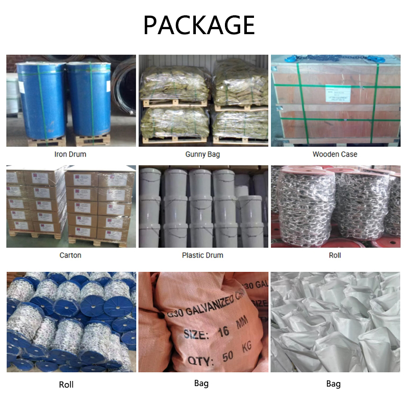 سلسلة ASTM A413-80 القياسية G30 ذات الحلقات المجلفنة Proof Coil، سلسلة وصلات من فولاذ الكربون Q235