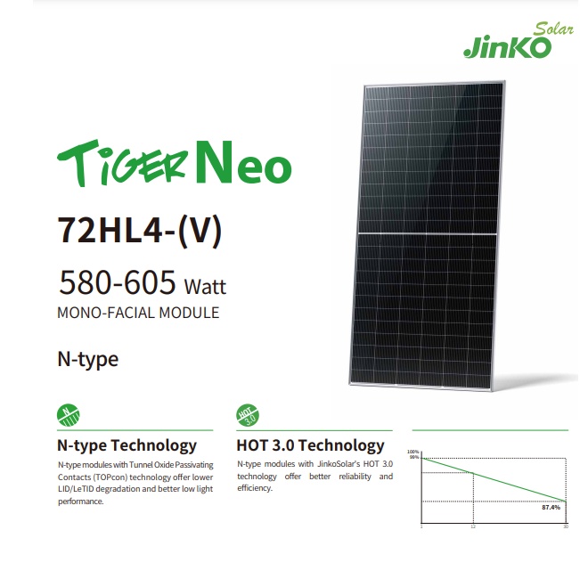 Jinko Solar 72HL4-(V) 580-605 Watt Jinko Solar 72HL4-(V) 580-605 Watt