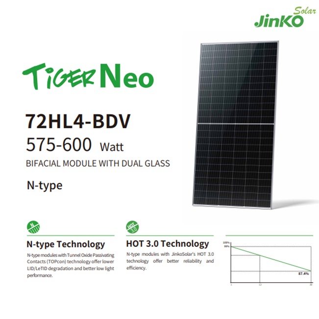 Jinko Solar 72HL4-BDV 575-600 Watt Jinko Solar 72HL4-BDV 575-600 Watt