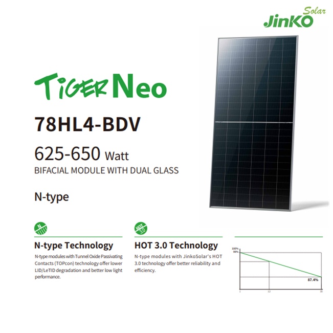 Jinko Solar 78HL4-BDV 625-650 Watt Jinko Solar 78HL4-BDV 625-650 Watt