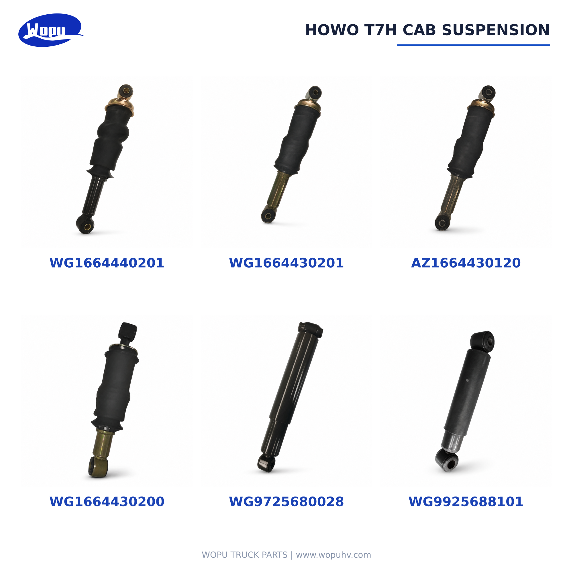 ممتص صدمات Sinotruk HOWO T7H برقم WG9925688101 لأجزاء تعليق المحور الخلفي للشاحنات الثقيلة