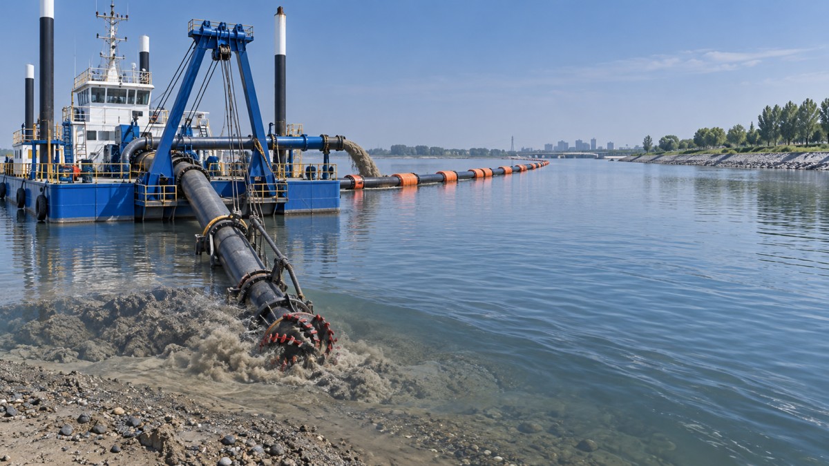 How a cutter head vessel performs in compacted riverbed material كيفية أداء سفينة رأس القطع في مواد قاع النهر المتماسكة
