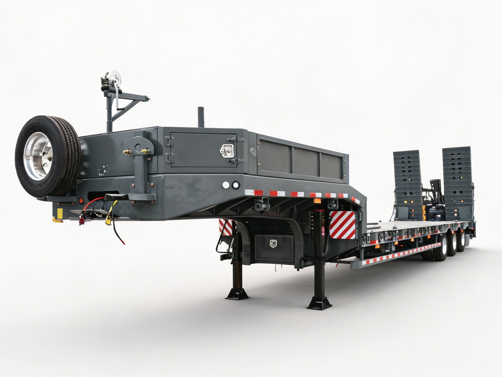 Semi-trela ya Lowbed yenye Gooseneck Isiyosogea