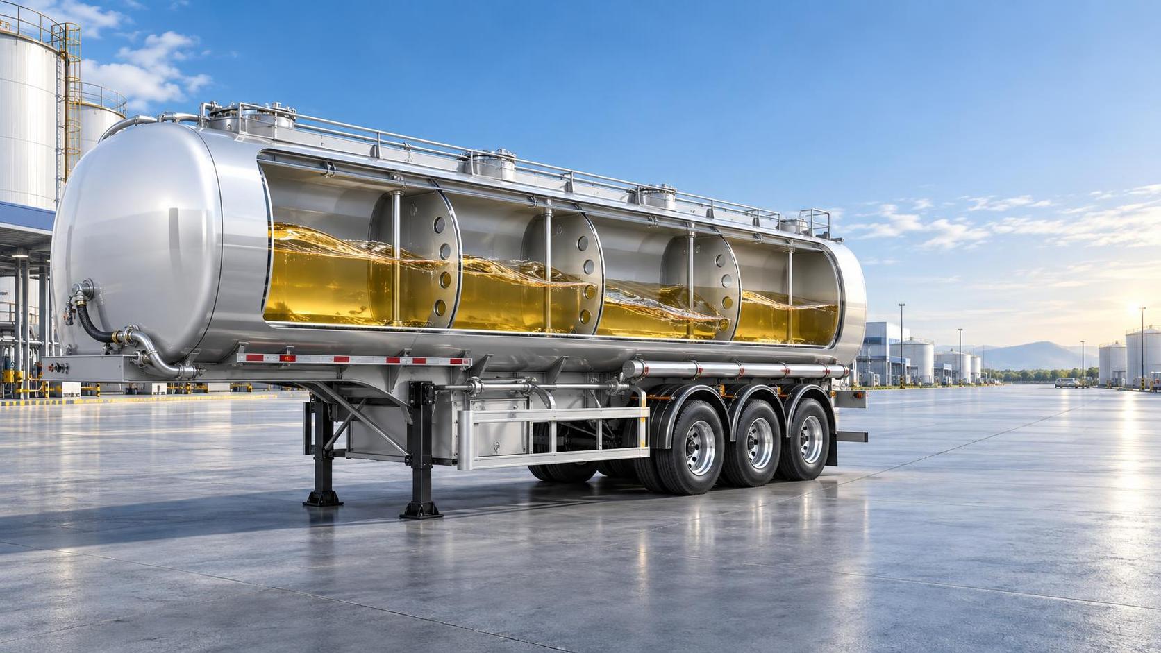 Jinsi muundo wa baffle unavyoboresha uthabiti katika tanki la mafuta la Gooseneck la 3-Axle 60000L