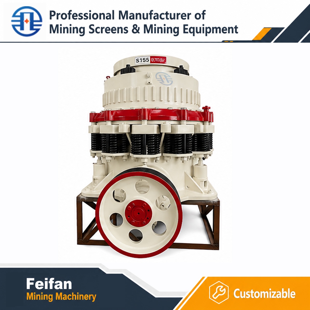 كسارة مخروطية من FEIFAN محسّنة لتبديد الحرارة لآلة عمليات التعدين في المناطق ذات درجات الحرارة العالية