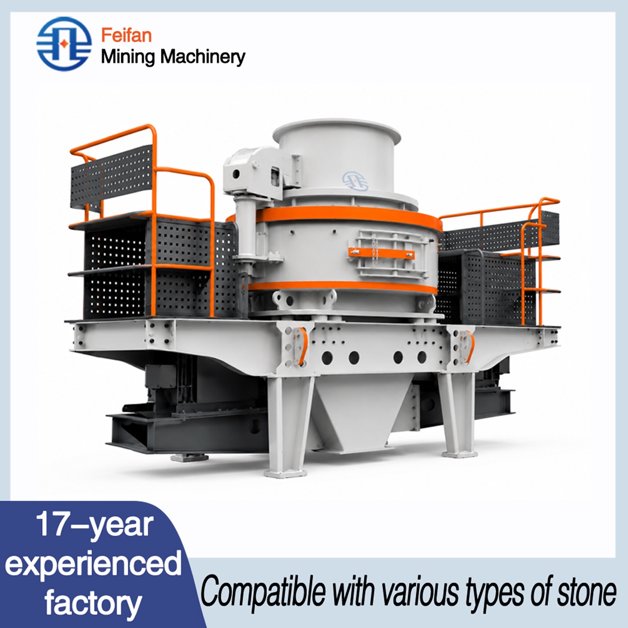 كسارة VSI FEIFAN Mine Comprehensive Utilization HX-10 بسعة 50-500t/h وبطانة حلقية لمعالجة أحجار النفايات والمخلفات
