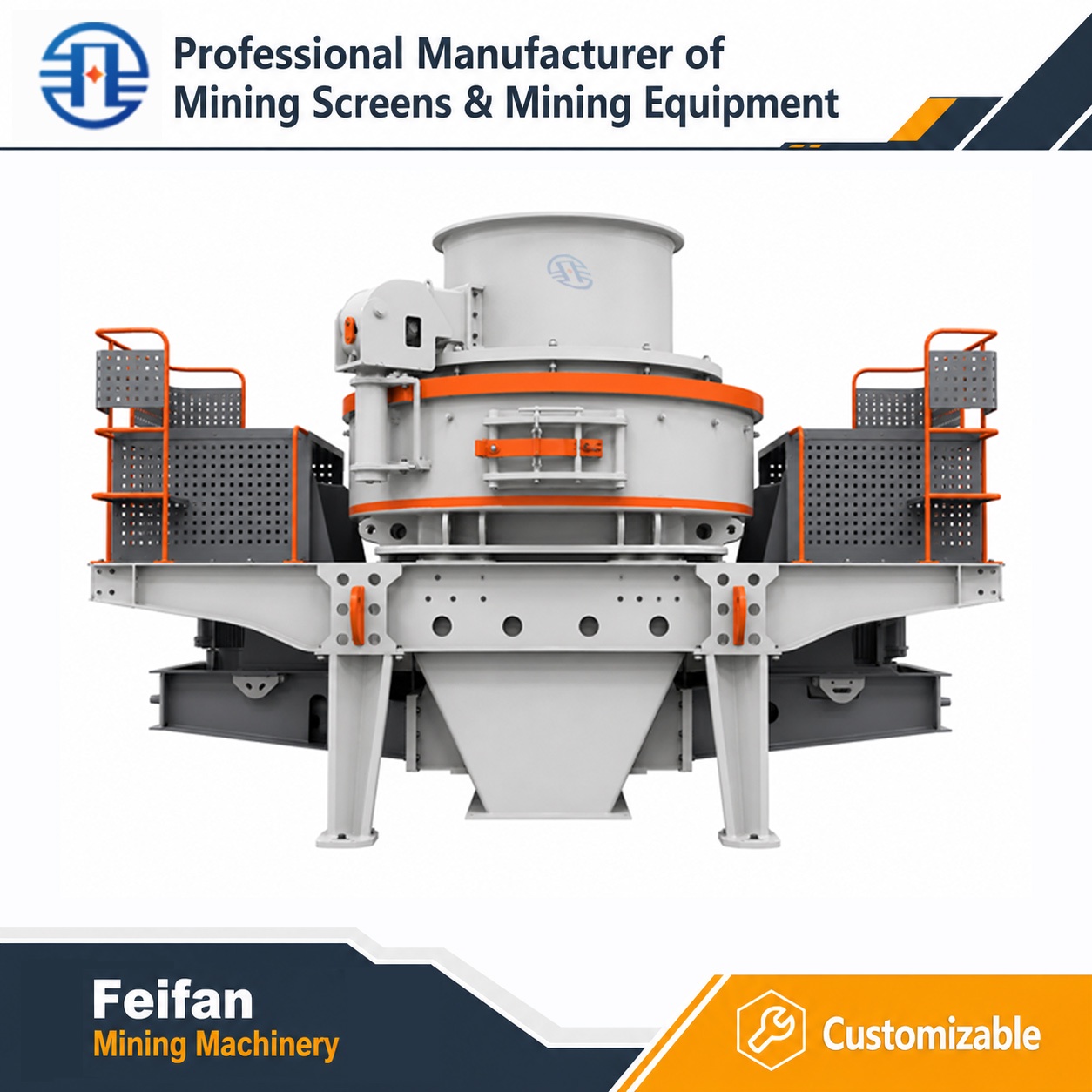 نظام التشحيم الأوتوماتيكي الكامل FEIFAN VSI-7000 مع أقصى تغذية 45mm وغرفة مزدوجة لكلنكر الأسمنت ومواد سطح الطريق كسارة VSI