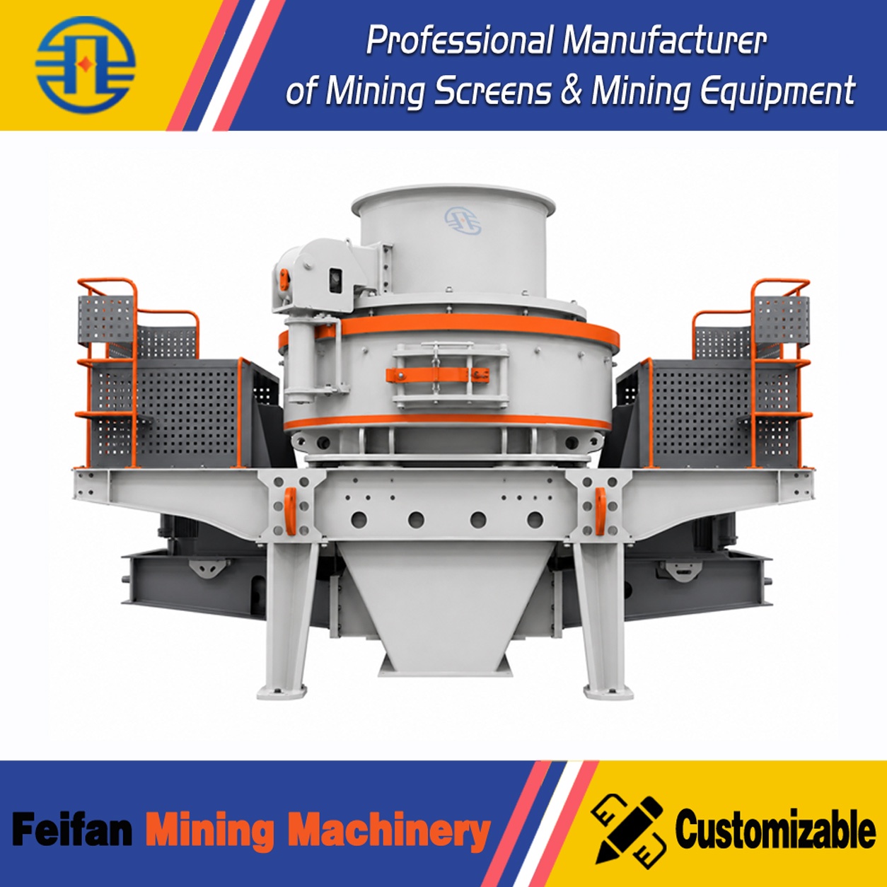 كسارة VSI FEIFAN بسعة 50-500t/h 2VSI-15 مع نظام تشحيم أوتوماتيكي ومراقبة الاهتزاز لمشاريع صنع الرمل متعددة الأغراض