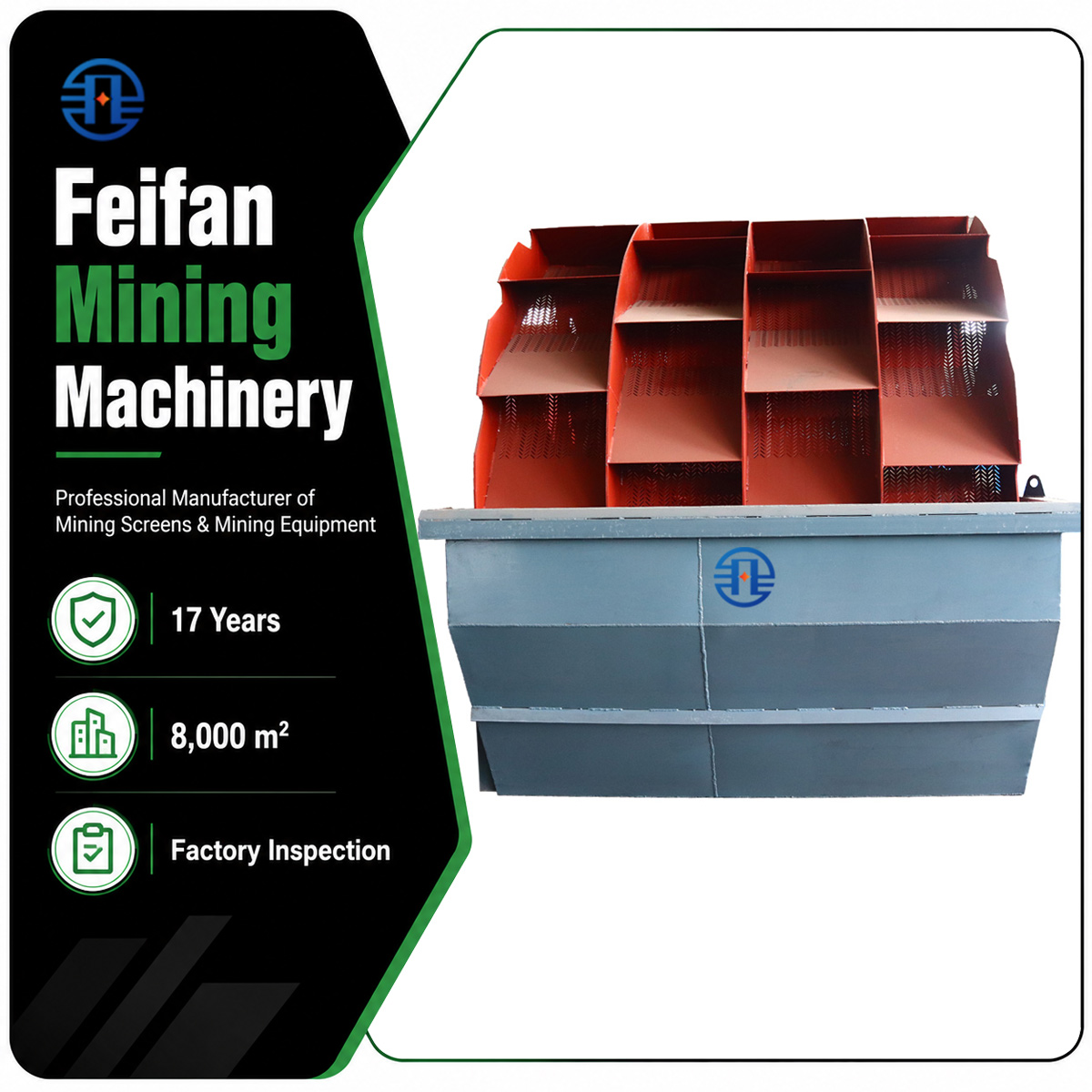 FEIFAN معدات غسل الرمال ذات حجم تغذية كبير لإنتاج رمال الصخور الصلبة معتمدة من CE 