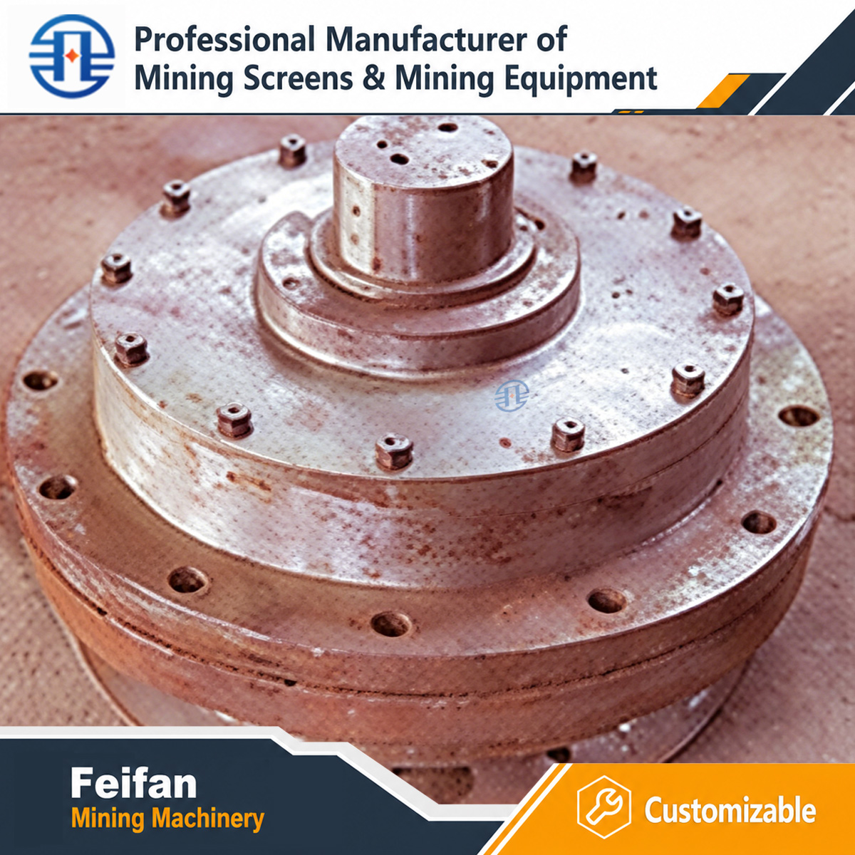 قطع غيار كسارات التعدين من FEIFAN OEM مجموعة كاملة من المكونات المقاومة للتآكل لخط إنتاج الركام