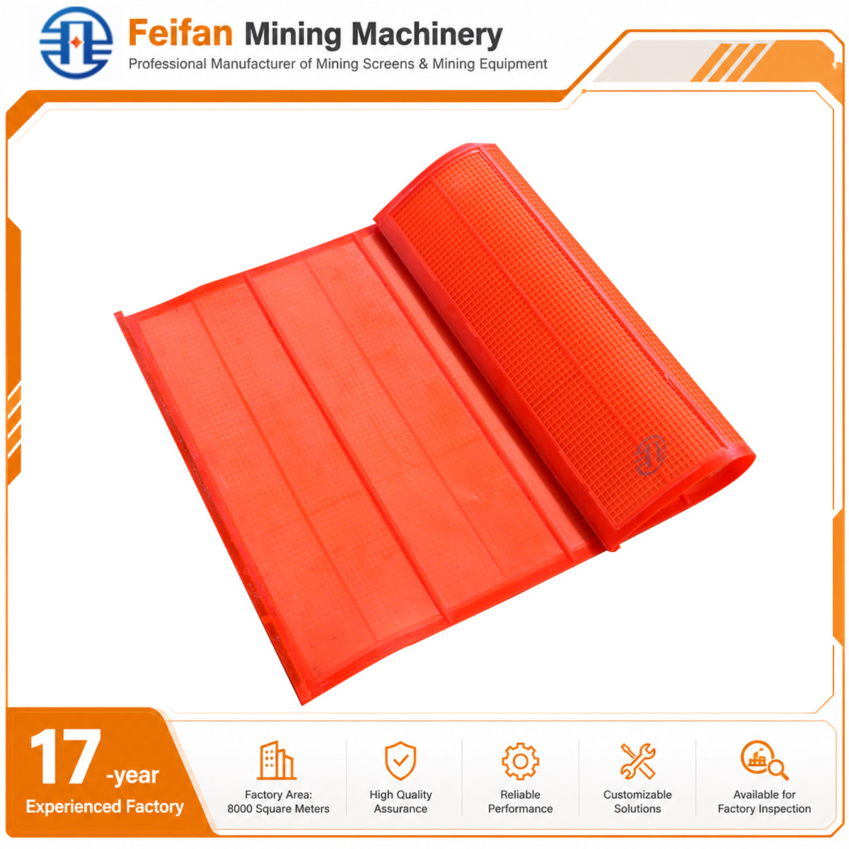 شبكة غربال معدنية OEM من FEIFAN بمقاس 8 أقدام × 4 أقدام لإزالة الصخور من الرمال حجر كسارة الشبكة