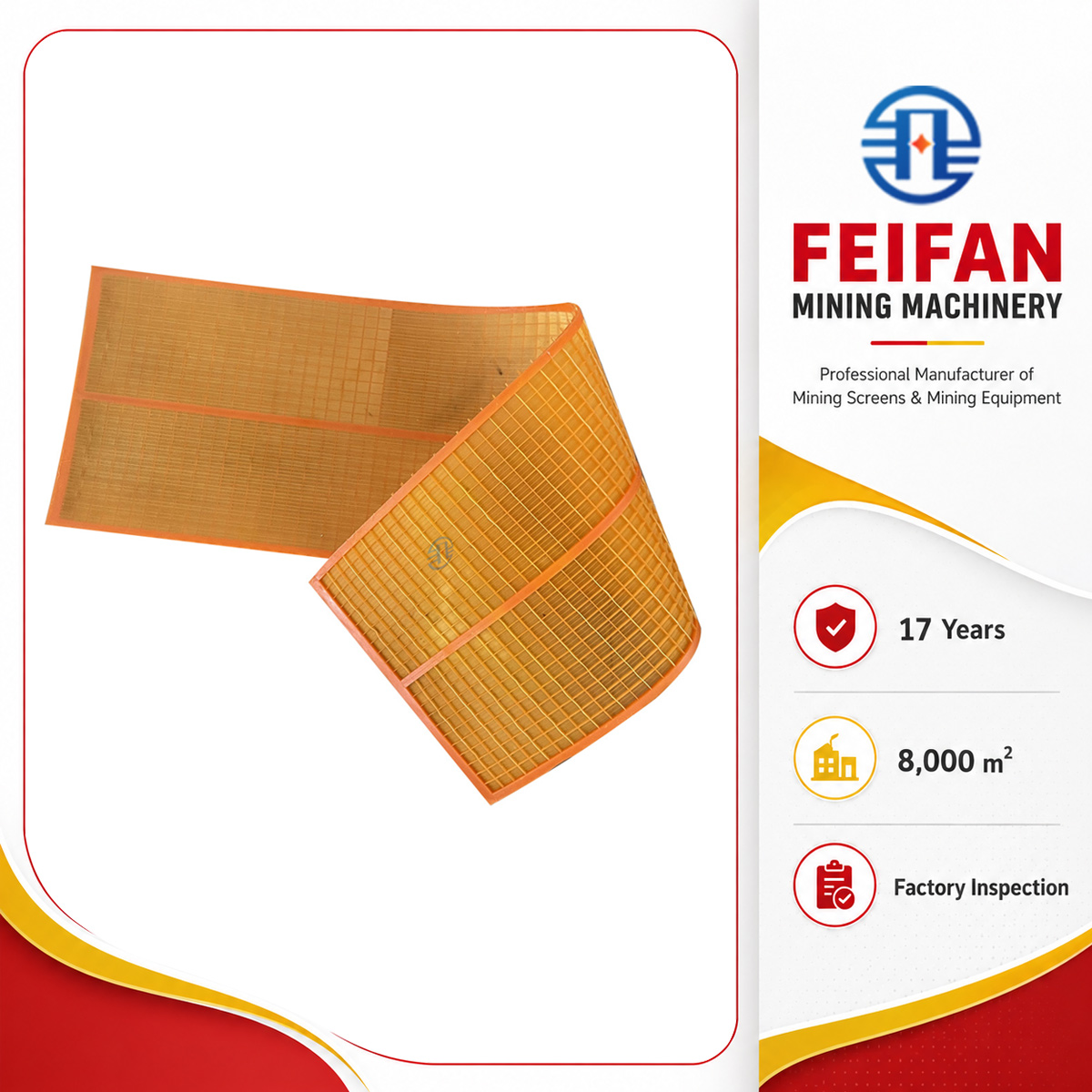شبكة غربلة سلكية OEM من FEIFAN للمحاجر لطاحونة الصخور التعدينية، غربال اهتزازي للرمل والحصى