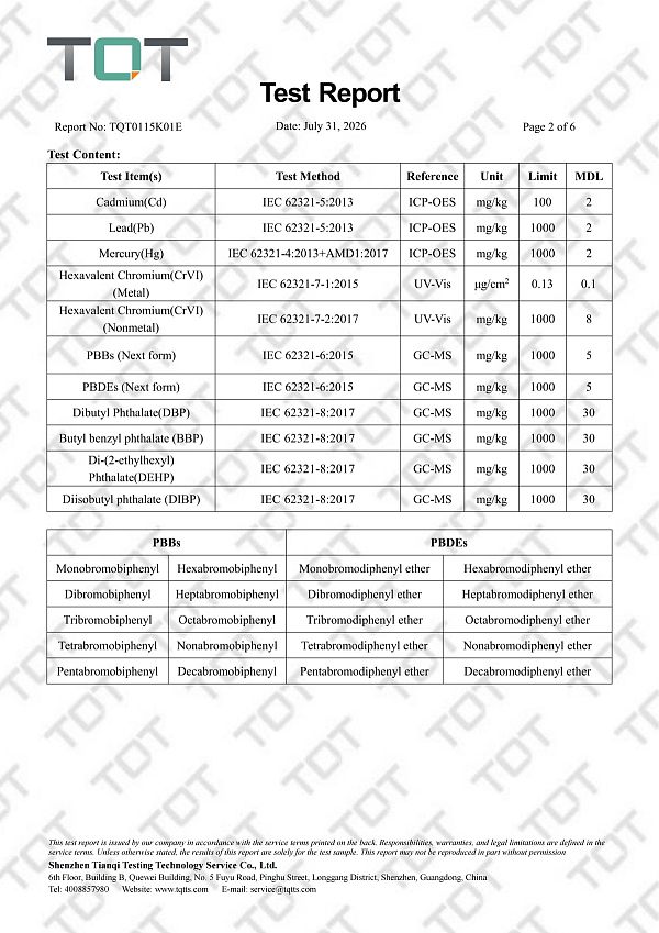 مختوم رسميًا TQT0115K01E 600115 فيفان ROHS Report(1)_02