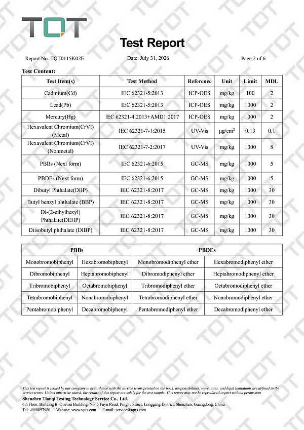 مختوم رسميًا TQT0115K02E 600115 فيفان ROHS Report(1)_02