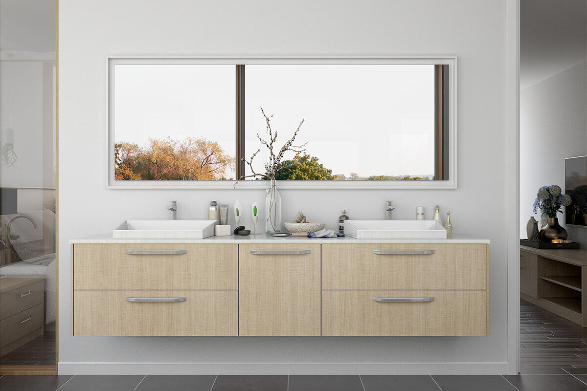 Modern Light Wood Grain Bathroom Cabinet DS21-WY02