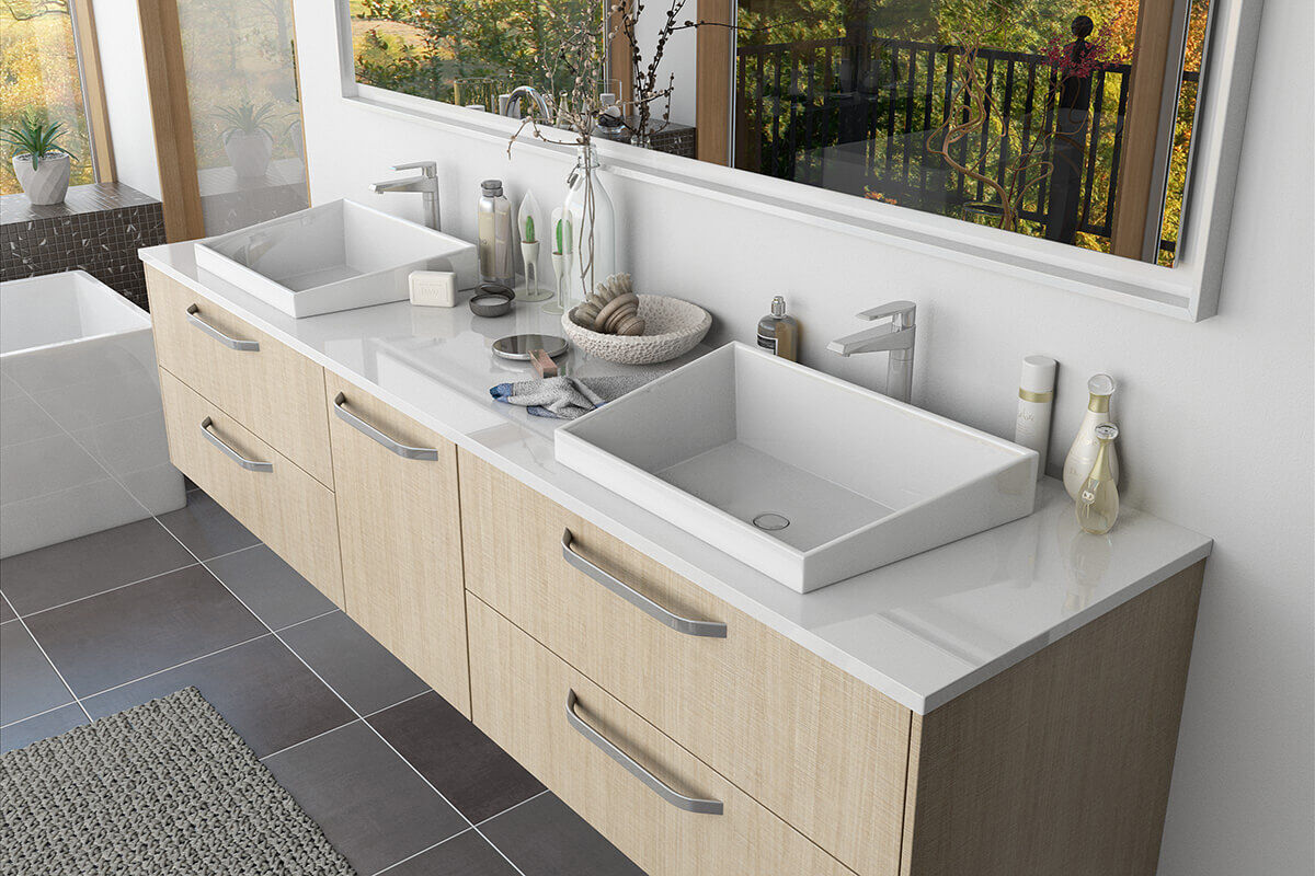 Modern Light Wood Grain Bathroom Cabinet DS21-WY02