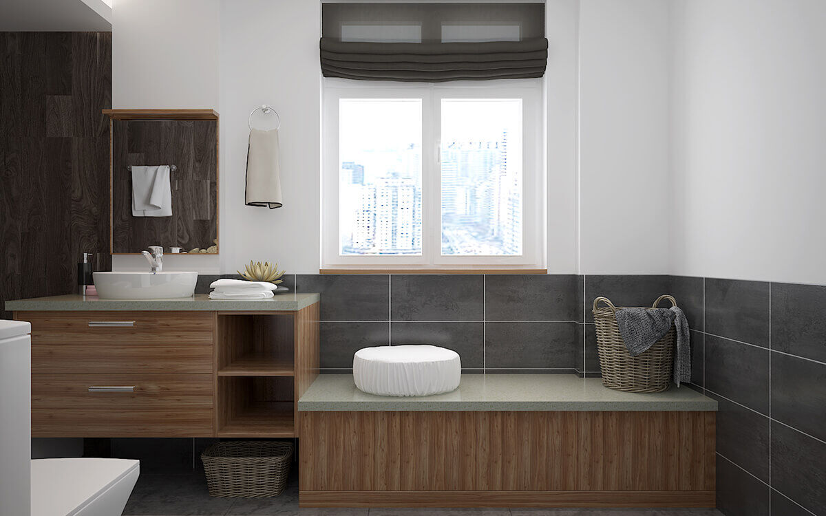 Simple Wood Grain Bathroom Cabinet DS21-WY03