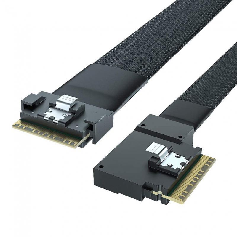 حزام كابلات SlimSAS SFF-8654 4i إلى SFF-8654 4i SAS 4.0 عالي السرعة، خط نقل عالي السرعة، تصنيع احترافي مع سنوات من الخبرة في أحزمة الكابلات RCD