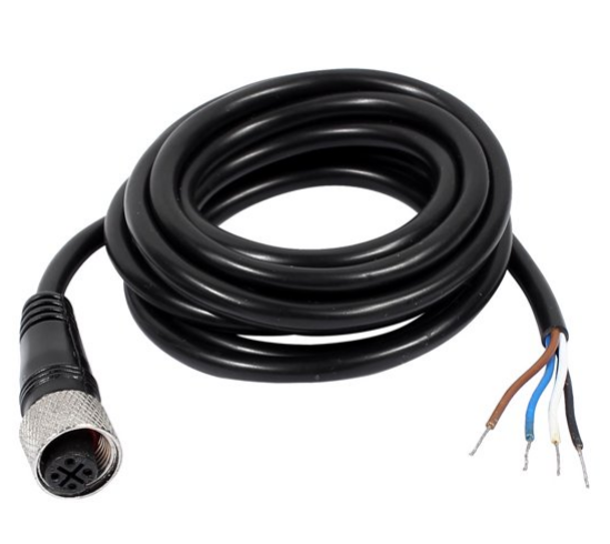 M12 أنثى مستقيم 4 دبوس موصل الطيران مقبس الكابلات الكهربائية