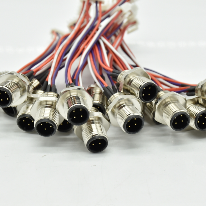 IP67 للماء رمز D ذكر كابل الطيران موصل M12 4 دبوس