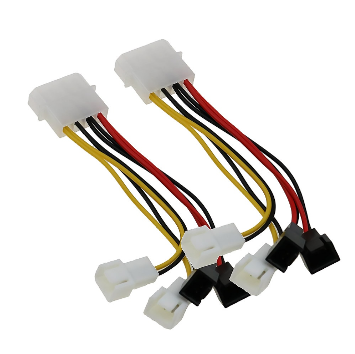 4-Pin Molex إلى 3-Pin مروحة مهايئ كبل الطاقة موصل 12 فولت كابلات مروحة تبريد الكمبيوتر لمروحة حالة الكمبيوتر وحدة المعالجة المركزية