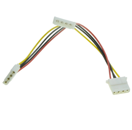 4Pin Molex كابل تمديد إمداد الطاقة ذكر من 1 إلى 2 كابل طاقة من منافذ أنثى Y الفاصل
