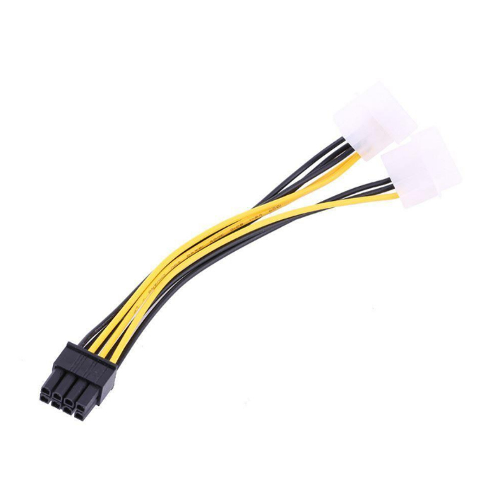يوفر كابل 16awg Dual Molex 4-pin to PCIe 8-pin طاقة إضافية لبطاقة الجرافيكس