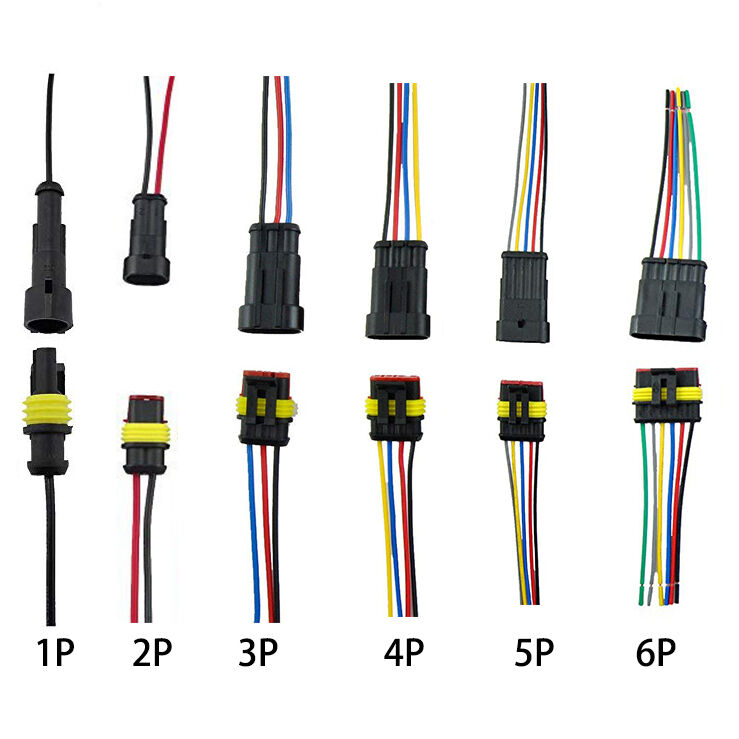 1/2/3/4/5 دبوس موصل كهربائي مقاوم للماء مع سلك وكابل