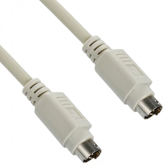 Mini DIN 6m plug to male pin Beige PVC jacket round cable assembly