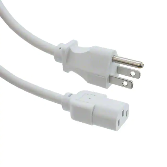 سلك الطاقة أبيض NEMA 5-15p إلى IEC 320-c13 SJT سن ذكر (شفرة) إلى المقبس (فتحة)