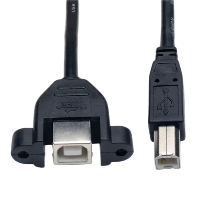 USB 2.0 لوحة جبل تمديد كابل B إلى لوحة جبل B ذكر إلى أنثى USB 2.0 لوحة جبل تمديد كابل B إلى لوحة جبل B ذكر إلى أنثى