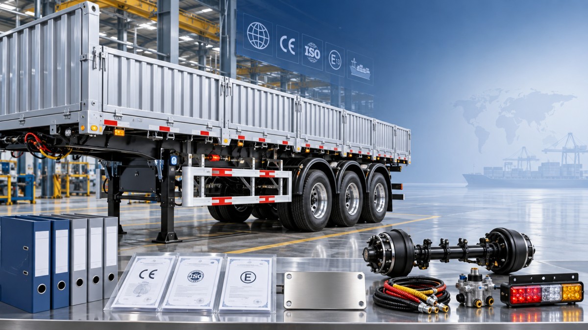 What export certifications should a semi trailer manufacturer provide? ما شهادات التصدير التي ينبغي أن يقدمها مُصنّع المقطورات نصفية؟