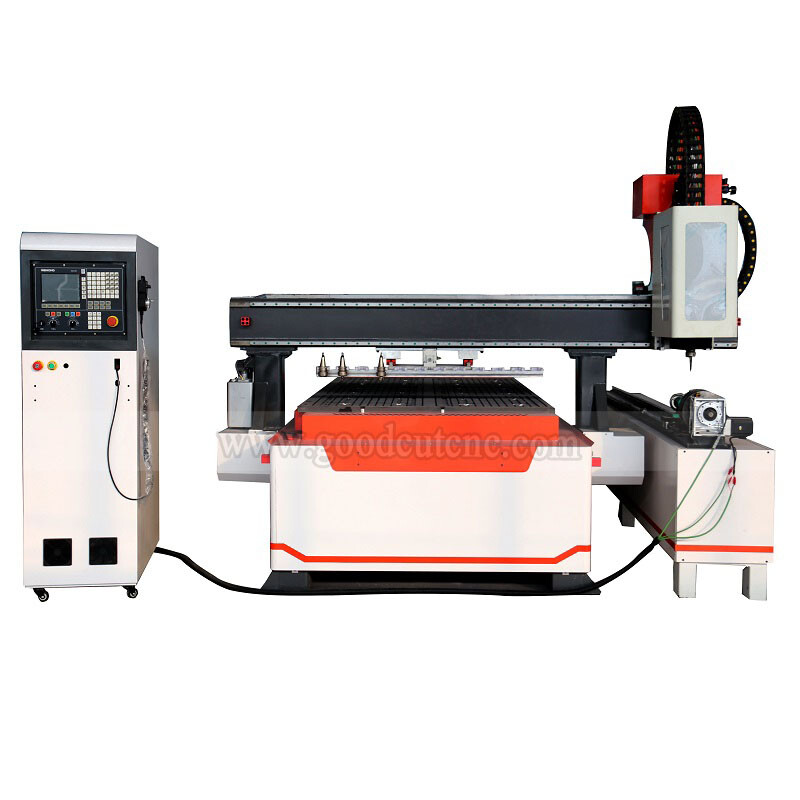 GC1325ATC-R GoodCut ماكينة راوتر CNC بتغيير أدوات تلقائي خطي مع محور دوار GC1325A-LR