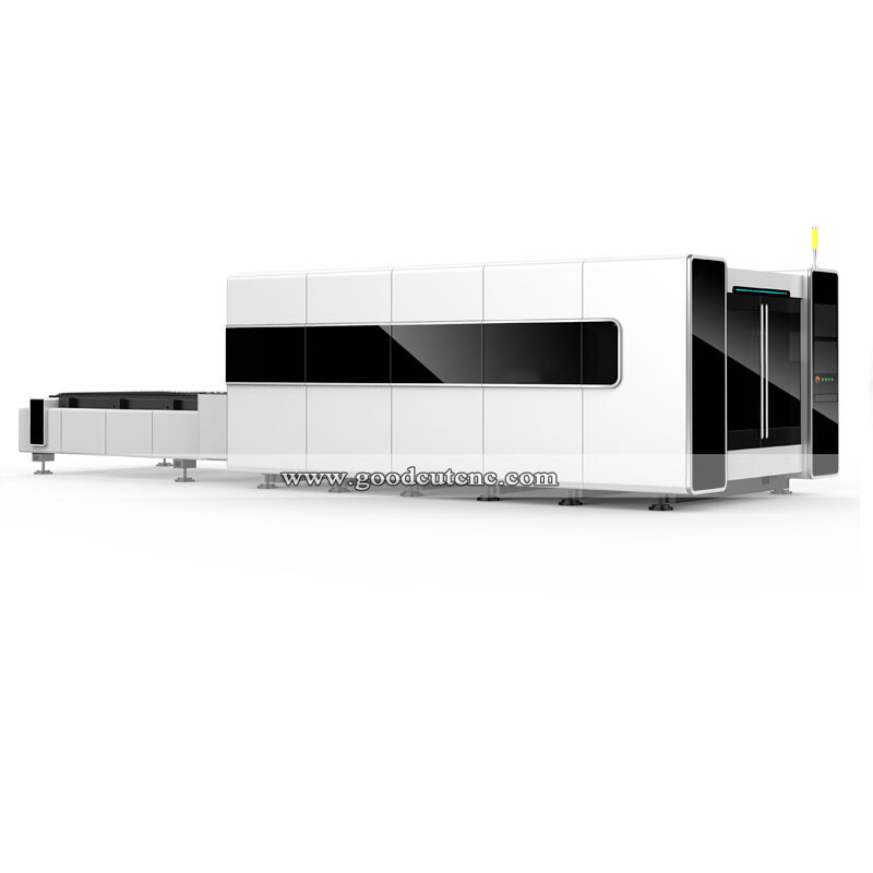 GC1530FC-D مجموعة كاملة من قطع المعادن الألياف البصرية آلة قطع الليزر مع تبادل الجدول