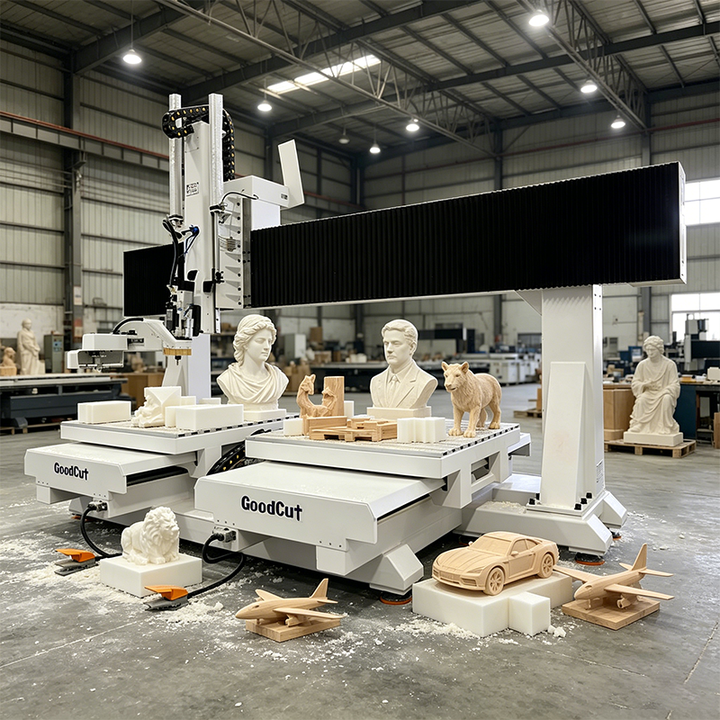 ماكينة راوتر CNC بمحاور GC1012-5AD لذراع ومسند ظهر الكرسي مع امتصاص شريطي