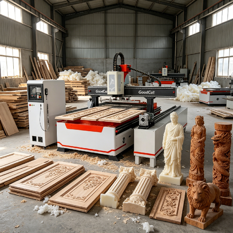 GC1325ATC-R GoodCut ماكينة راوتر CNC بتغيير أدوات تلقائي خطي مع محور دوار GC1325A-LR