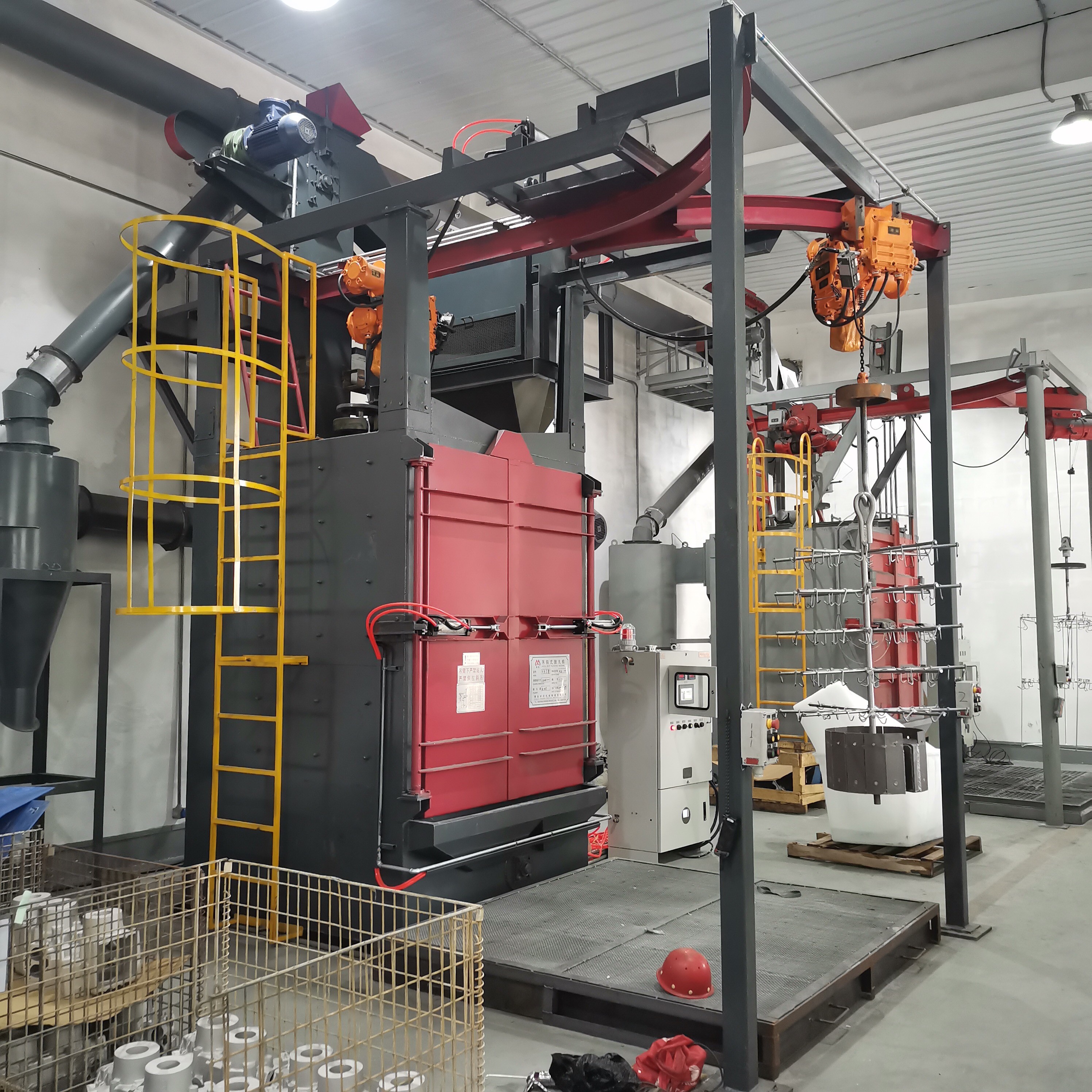 On site use of hook type shot blasting cleaning machine